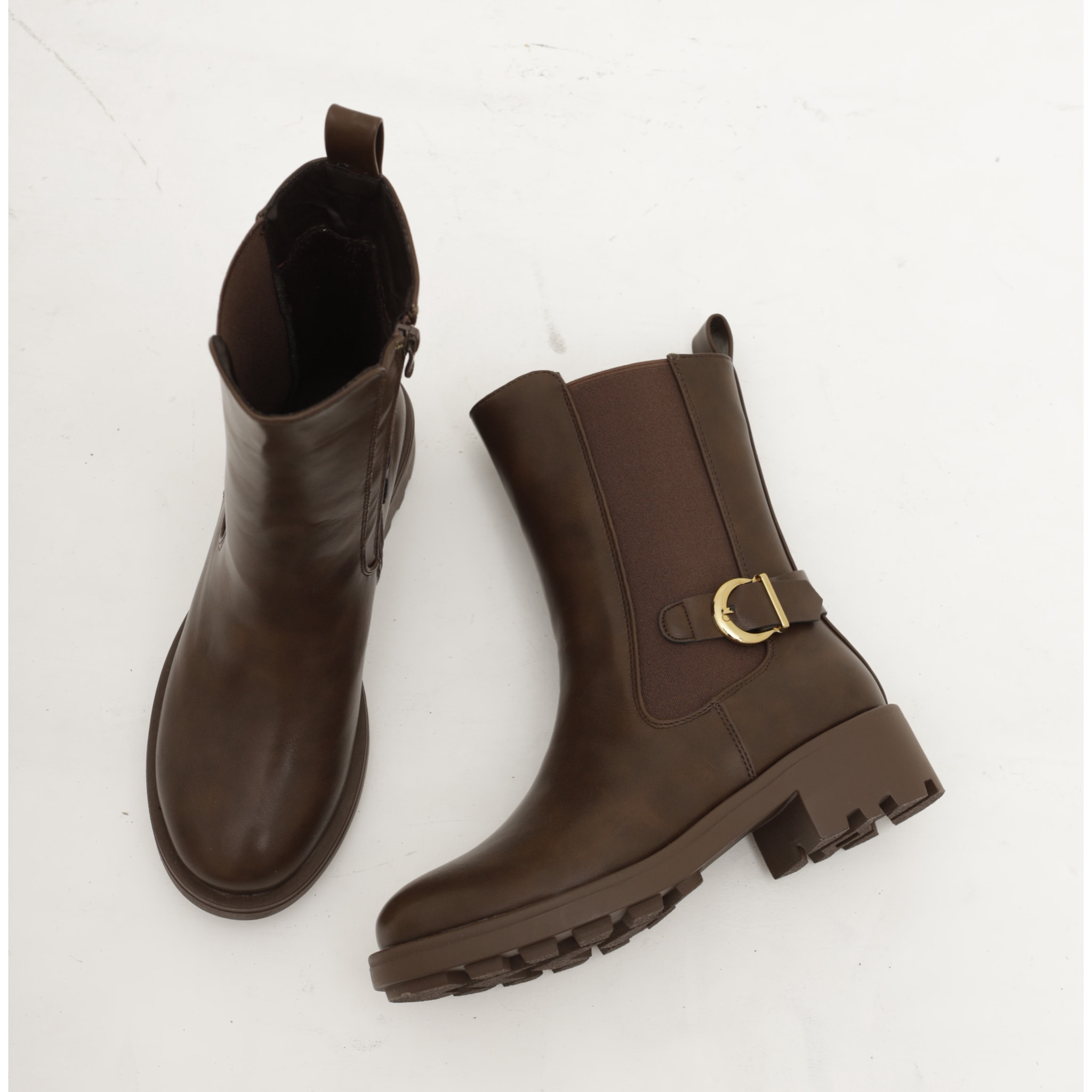 STIVALETTO ELASTICI FIBBIA MARRONE