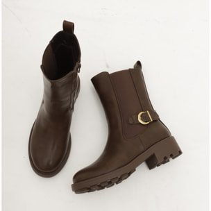 STIVALETTO ELASTICI FIBBIA MARRONE