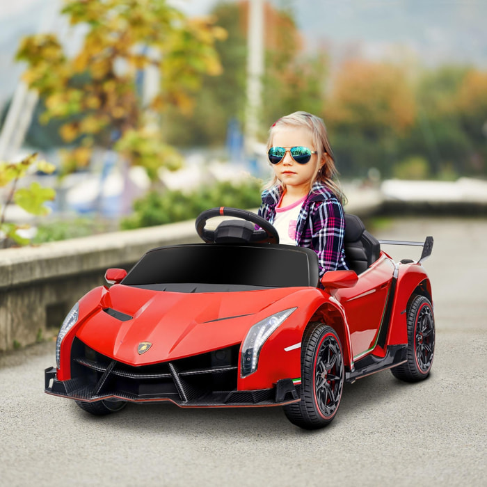 Voiture électrique enfant licence Lamborghini Veneno V. max. 7 Km/h télécommande ouverture portes MP3 USB effets sonores lumineux rouge