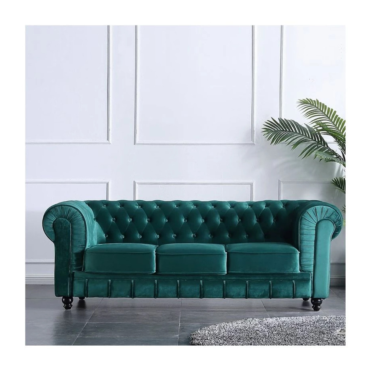 Sofá Chester 3 plazas tejido Velvet verde