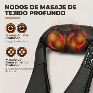 Masajeador Cervical y Espalda con Calor y 8 Nodos Shiatsu, 3 Intensidades de Amasamiento 3D Masajeador de Cuello y Hombros, para Aliviar la Fatiga Muscular en Casa, Oficina y Coche