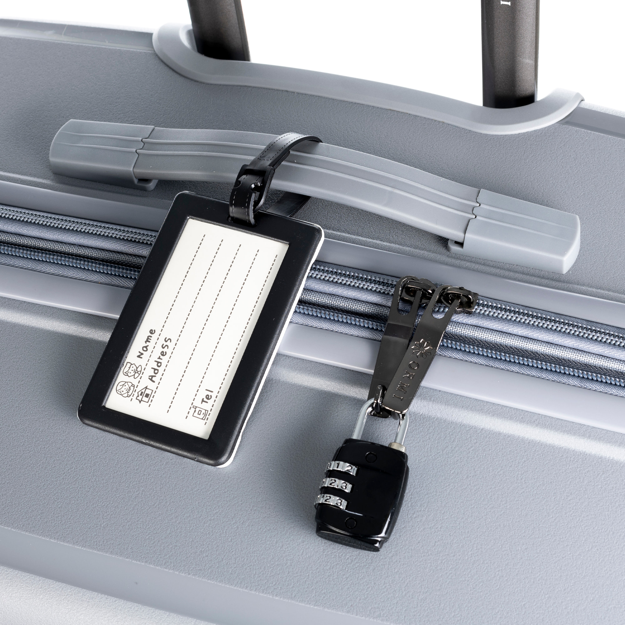 Kit de seguridad de equipaje: correa para equipaje, candado e identificador de maletas. Diseño love.