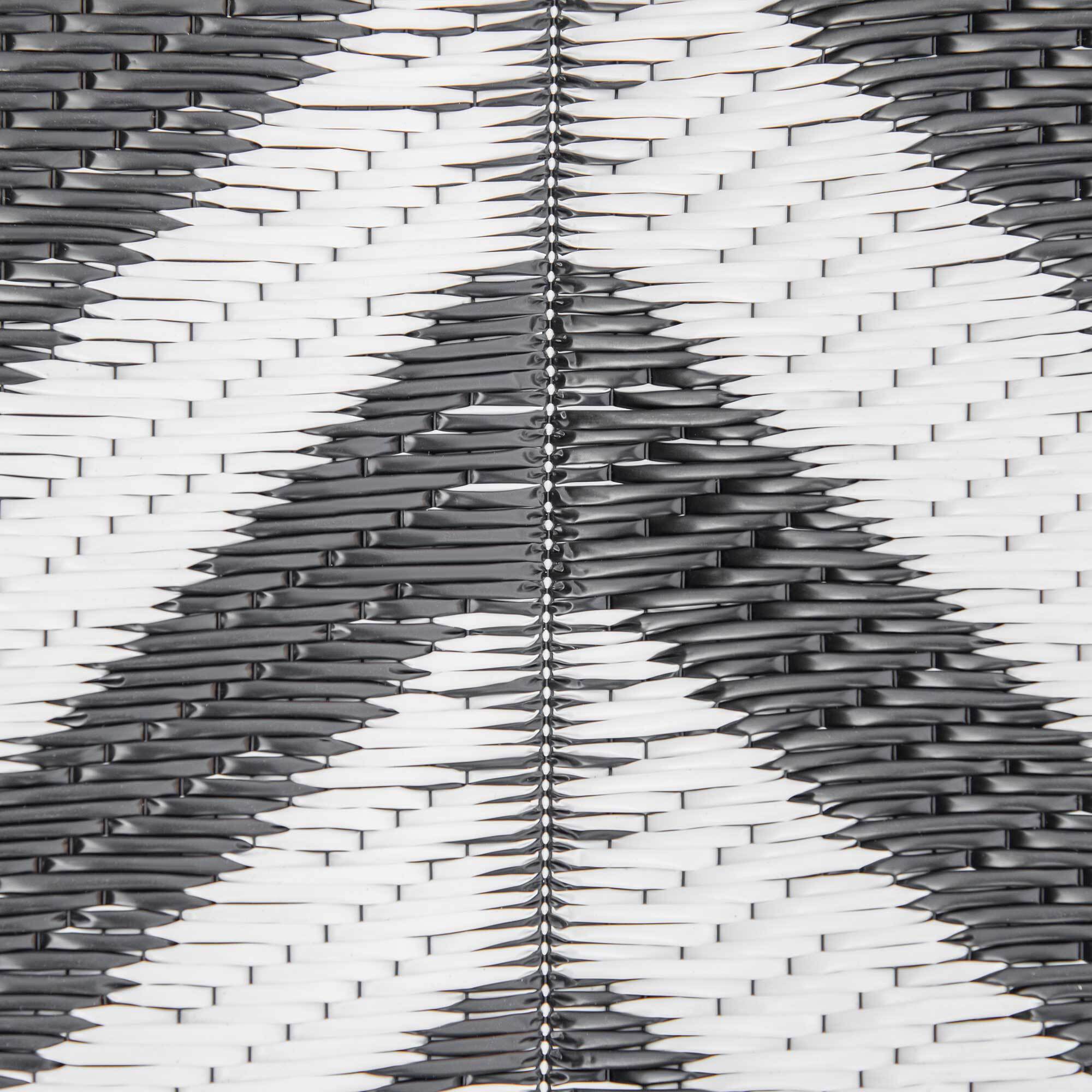 Alfombra de Exterior 182x274 cm Alfombra Reversible con Patrón Geométrico Impermeable para Terraza Balcón Patio Camping Playa Blanco y Negro
