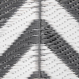 Alfombra de Exterior 182x274 cm Alfombra Reversible con Patrón Geométrico Impermeable para Terraza Balcón Patio Camping Playa Blanco y Negro