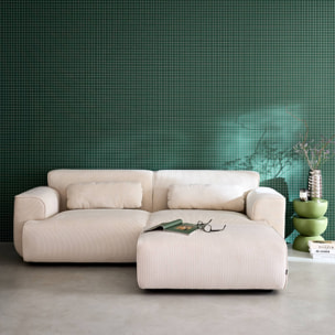 Pouf, repose-pieds pour canapé 3 places Wallas velours côtelé WALLAS