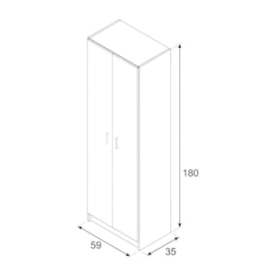 Armadio multiuso Portsmouth, Mobile ausiliario a 2 ante, Guardaroba portascarpe moderno, Scarpiera verticale, cm 59x37h180, Bianco