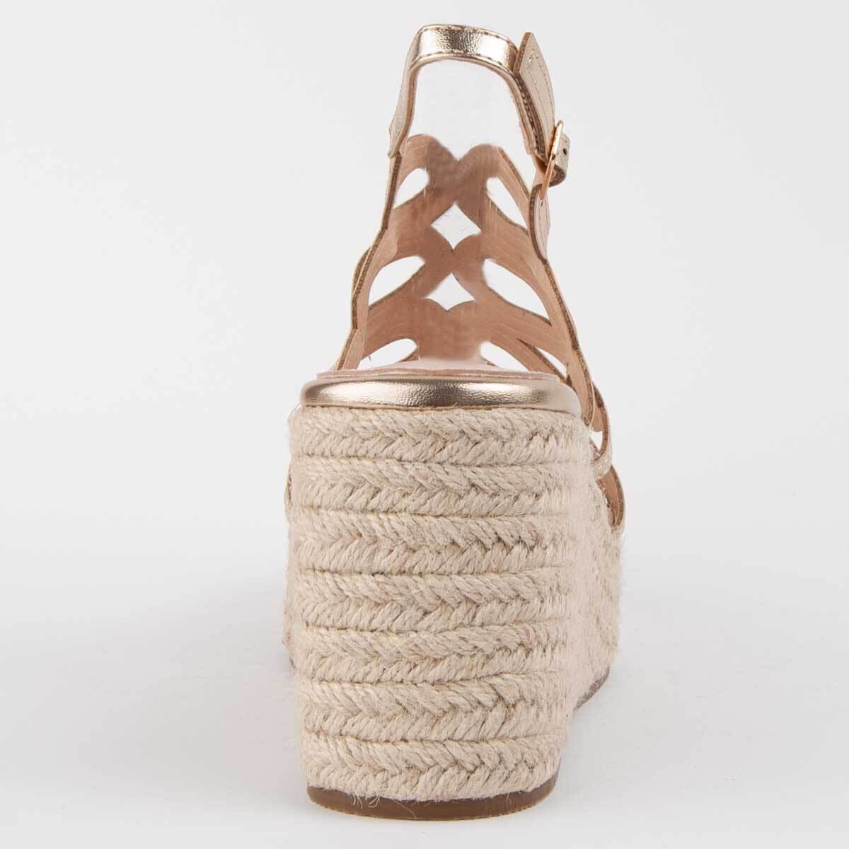 Sandalia De Cuña - Dorado - Altura: 8 Cm