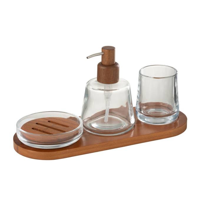 J-Line distributeur de savon On Tray - verre - brun foncé/transparent