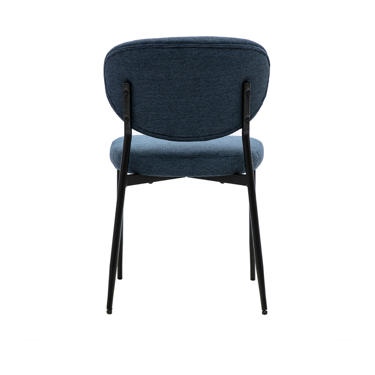 Chaises en tissu effet velours texturé bleu foncé et métal noir (lot de 2) BREKA