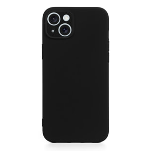 DAM Custodia Essential in silicone con protezione per fotocamera per iPhone 15 Plus. Interno in morbido velluto. 8,06x1,06x16,37 centimetri. Colore nero