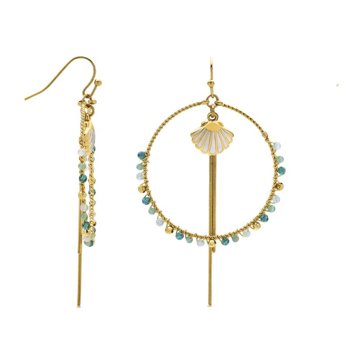 Pendientes con Cristal Multicolor acabado oro 18k