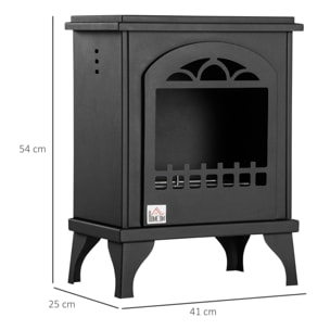 Chimenea de Bioetanol 7000 BTU Estufa de Bioetanol de Pie con Tanque de 1,2 L Apagallamas de Acero Inoxidable Tiempo de Combustión 3H para Interiores 20-25 m² 41x25x54 cm Negro