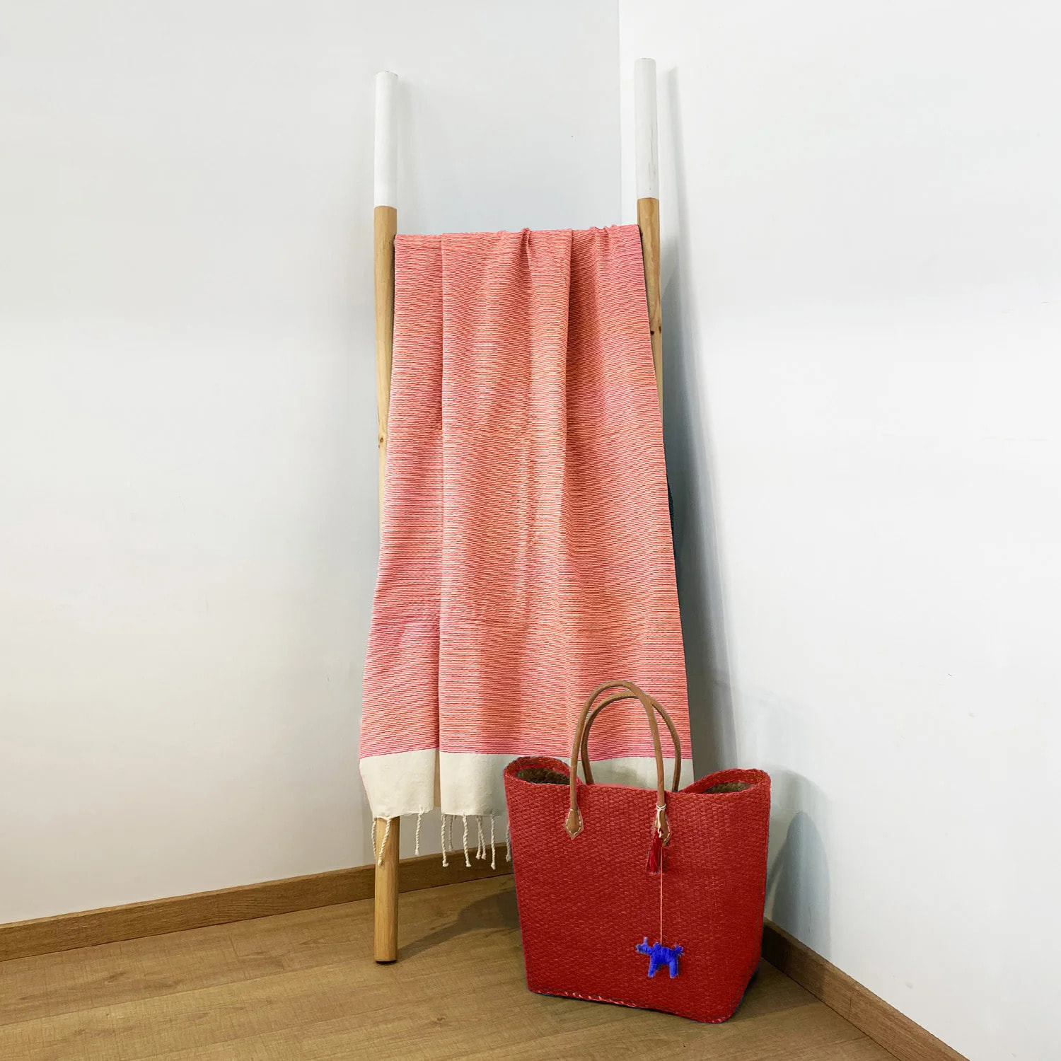 Fouta nid d’abeille traditionnelle - Athena Orange - 200x200cm - 190g/m²