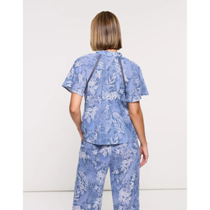 Blusa Manga Corta Azul - Velora