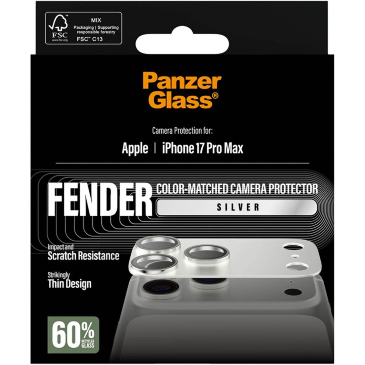 Protège objectif PANZERGLASS iPhone 17 Pro Max protège obj silver