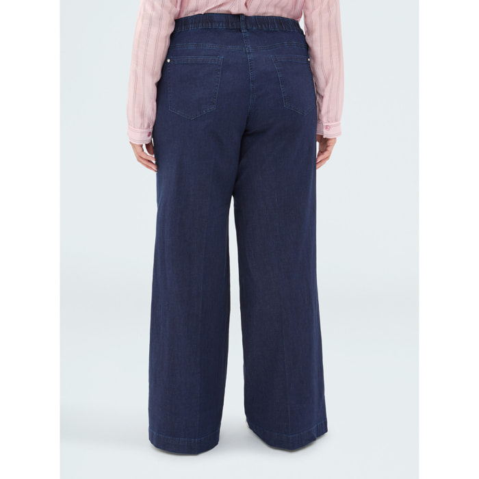 Fiorella Rubino - Jeans Wide Leg lavaggio blu navy - Blu