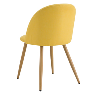 Lot de 2 chaises en tissu jaune et pieds en métal - Cozy