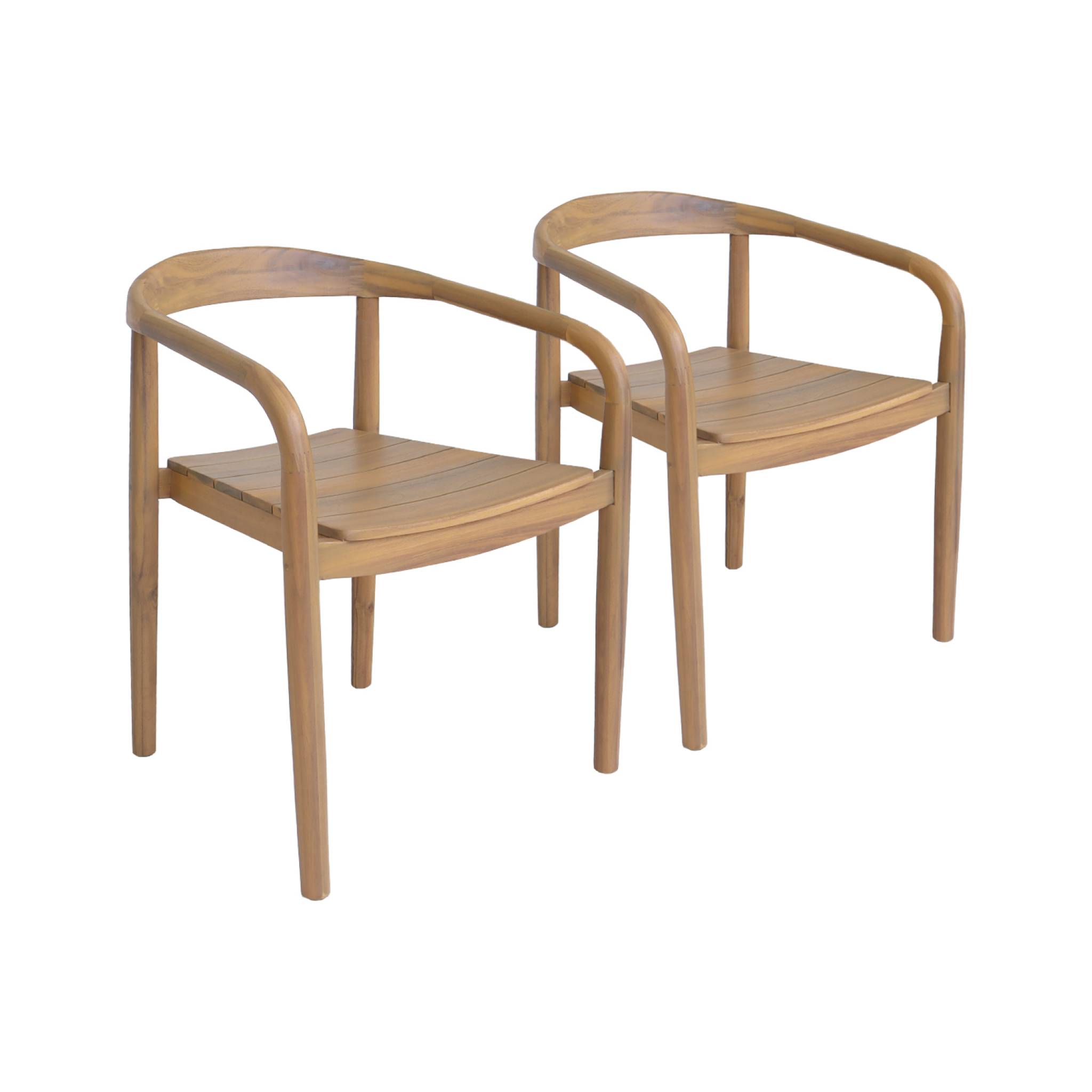 Fauteuil de jardin bois d'acacia (lot de 2) NAIO