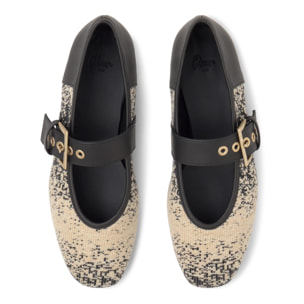 Bailarina plana Hermi en napa y punto con cierre de hebilla