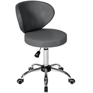Tabouret de massage travail pivotant réglable 51-66H cm dossier ergonomique gris