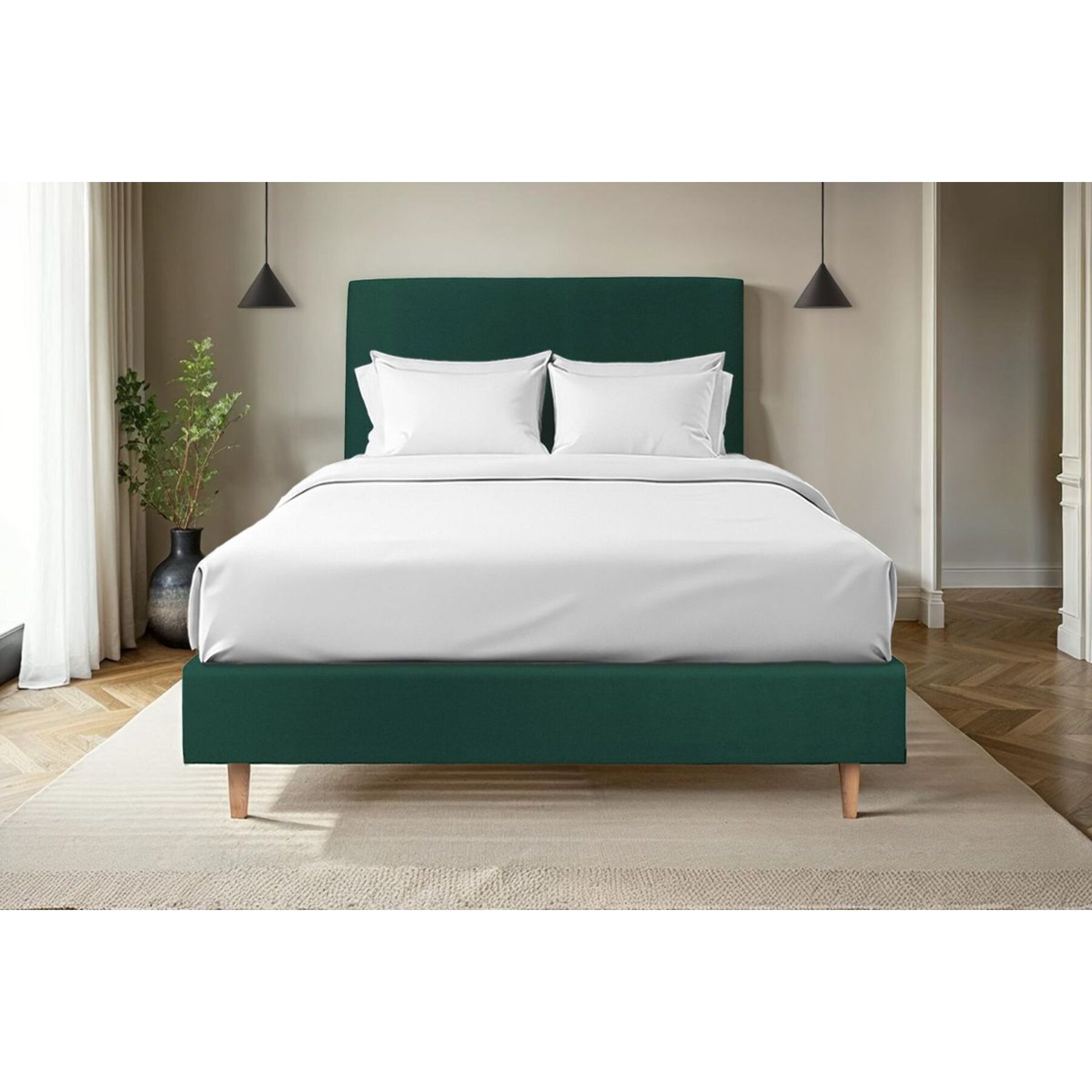 Sommier Tapissier Velours Ep20 - pieds bois