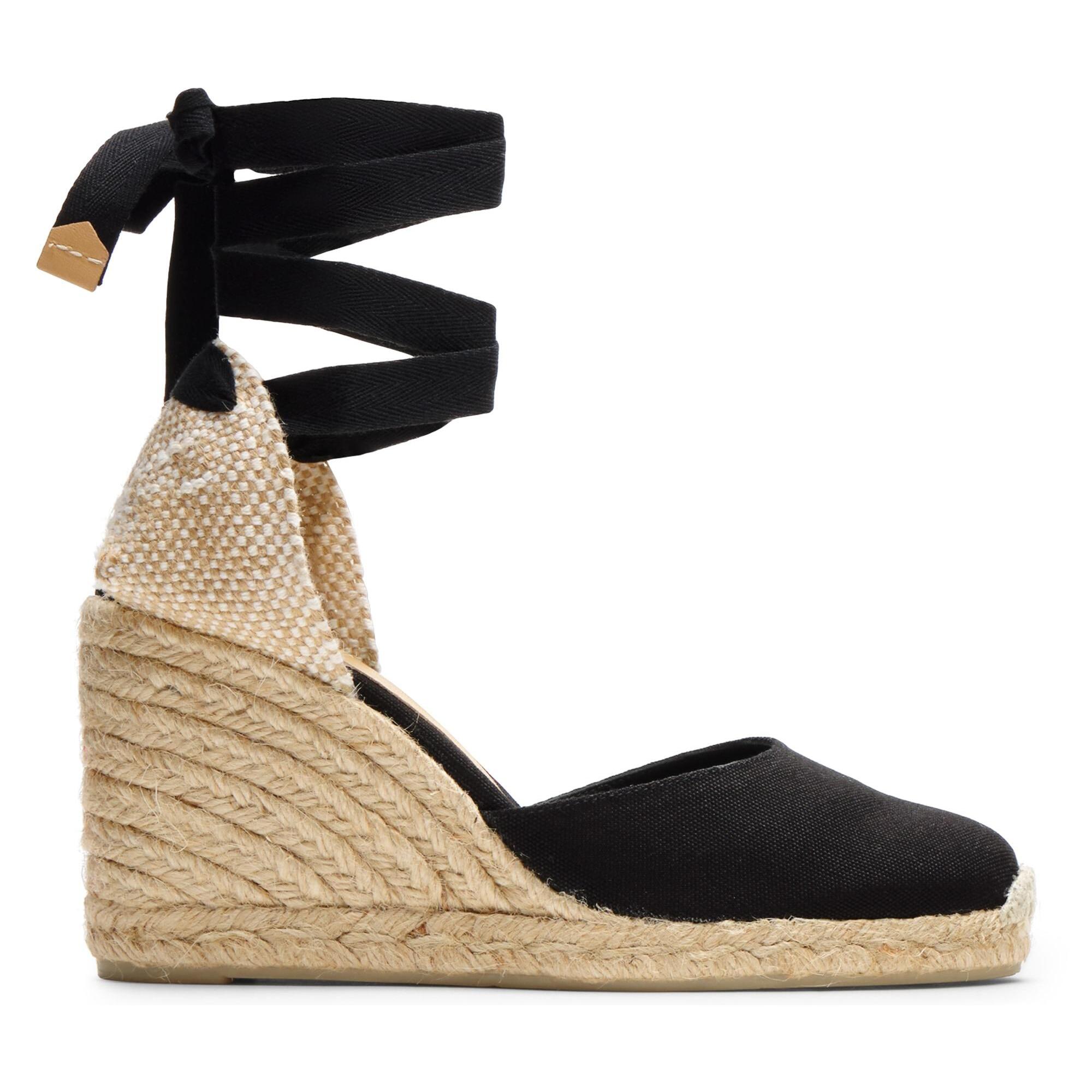 Alpargatas de cuña de mujer Carina en algodón orgánico, cierre mediante lazada