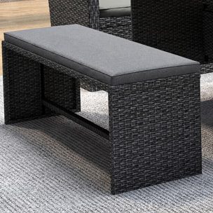 Salon de jardin 8 places en résine anthracite et coussins gris OSCAR