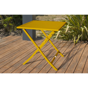 MARIUS - Ensemble repas de jardin 2 places en aluminium moutarde
