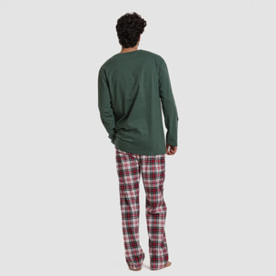 Pigiama da uomo in flanella, saruma plaid, verde bottiglia
