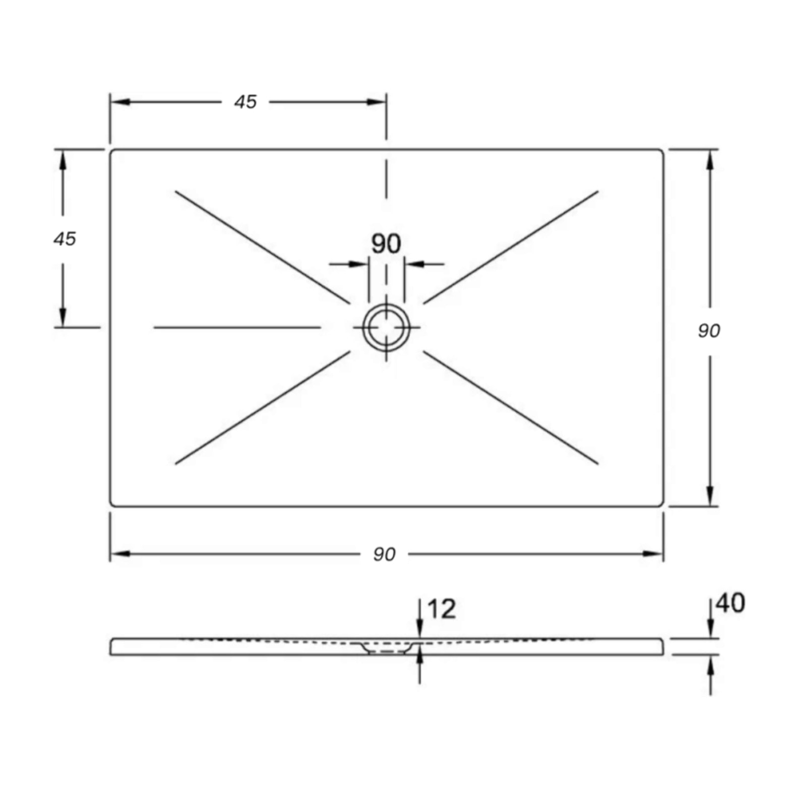 Receveur de douche 90 x 90 à encastrer Subway Infinity Vi Print beige