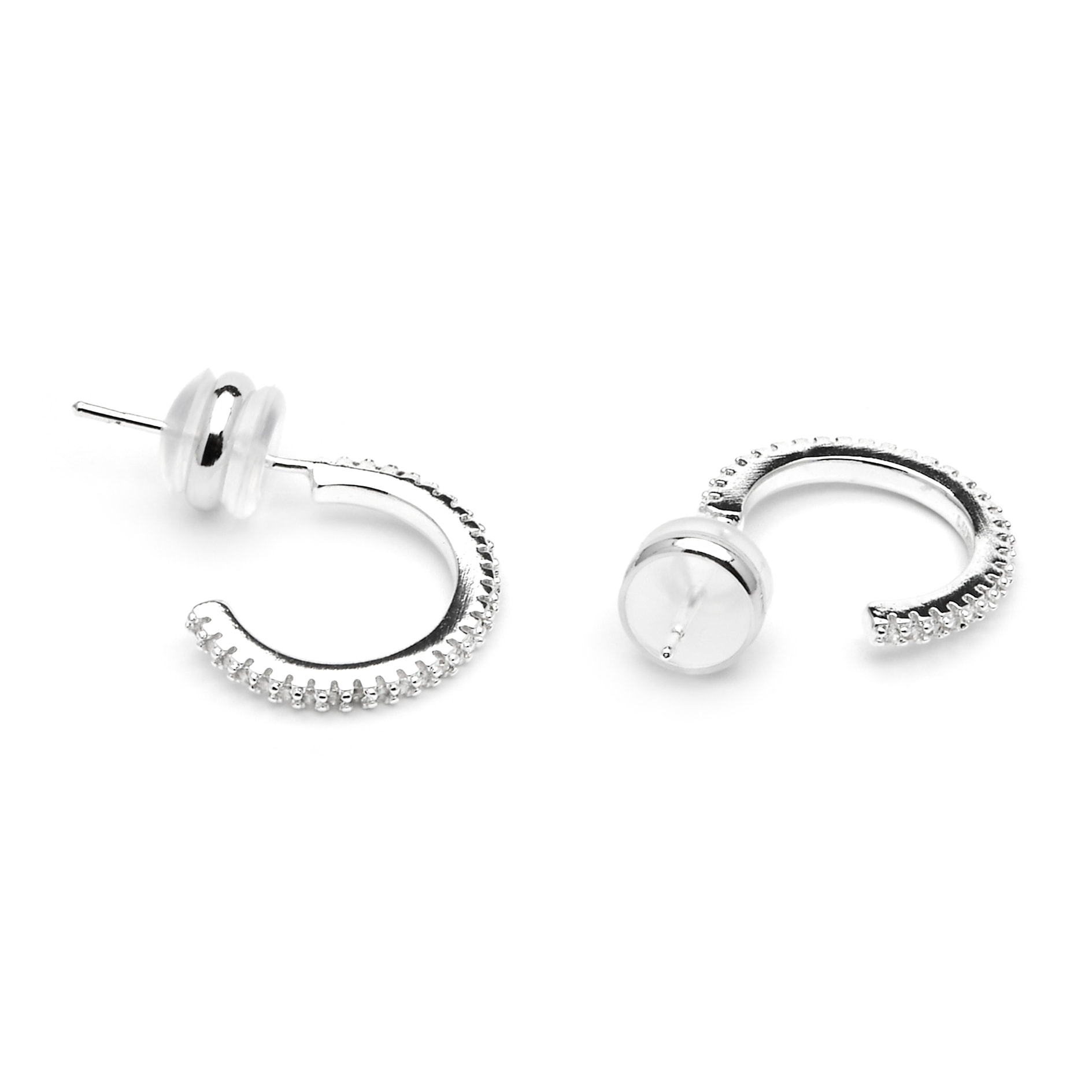 Pendientes de 15mm de diámetro acabado plata y Circonita Brillante
