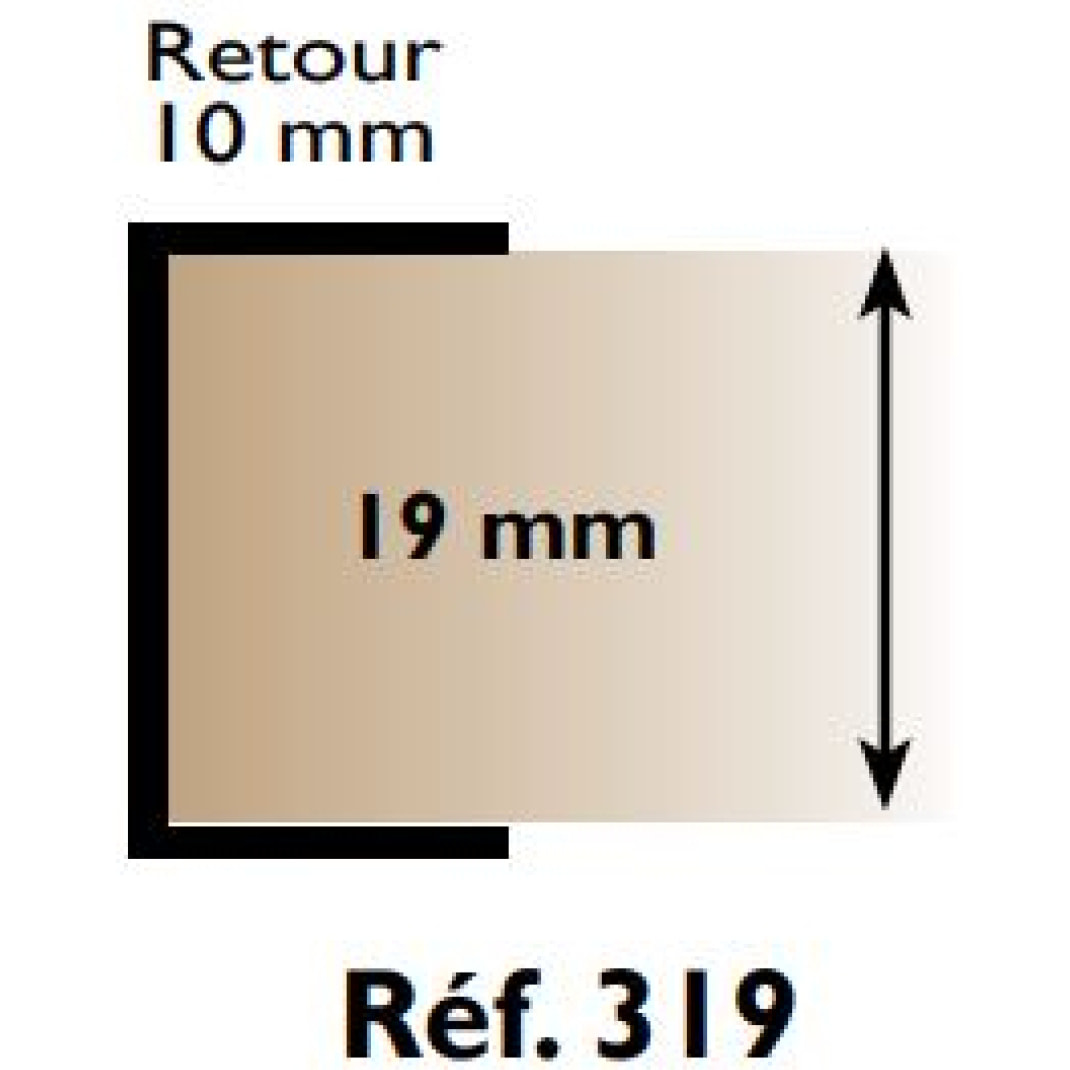 Profil chant 'U' 319C PRUNIER - 19 mm x 2.60 m - noir - RINP19C