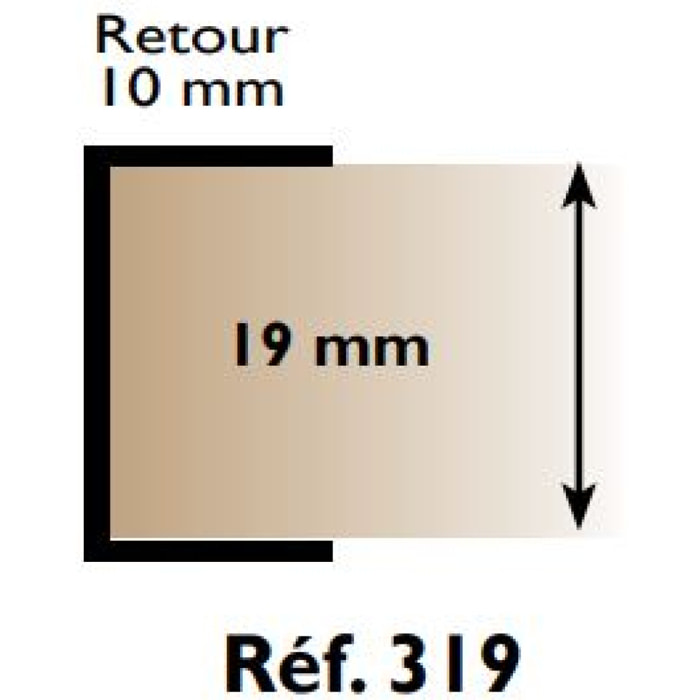 Profil chant 'U' 319C PRUNIER - 19 mm x 2.60 m - noir - RINP19C