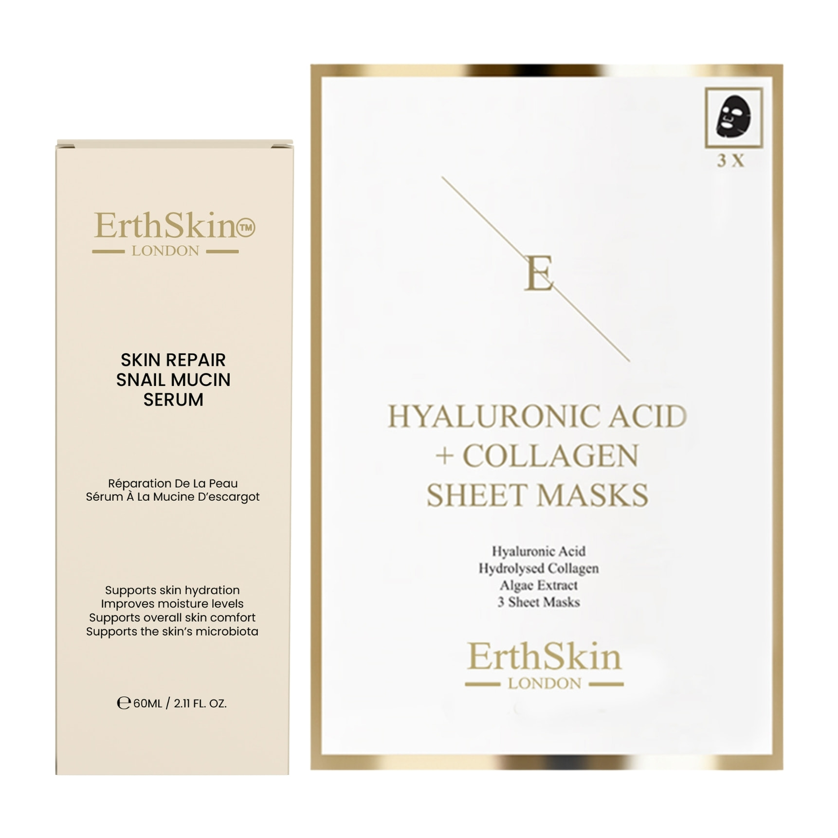 Set de sérum reparador de caracol y mascarilla de colágeno para la piel
