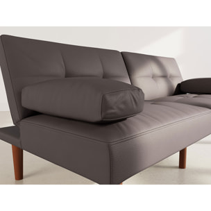 Philae - Canapé convertible clic-clac 2 places - en simili - Marron