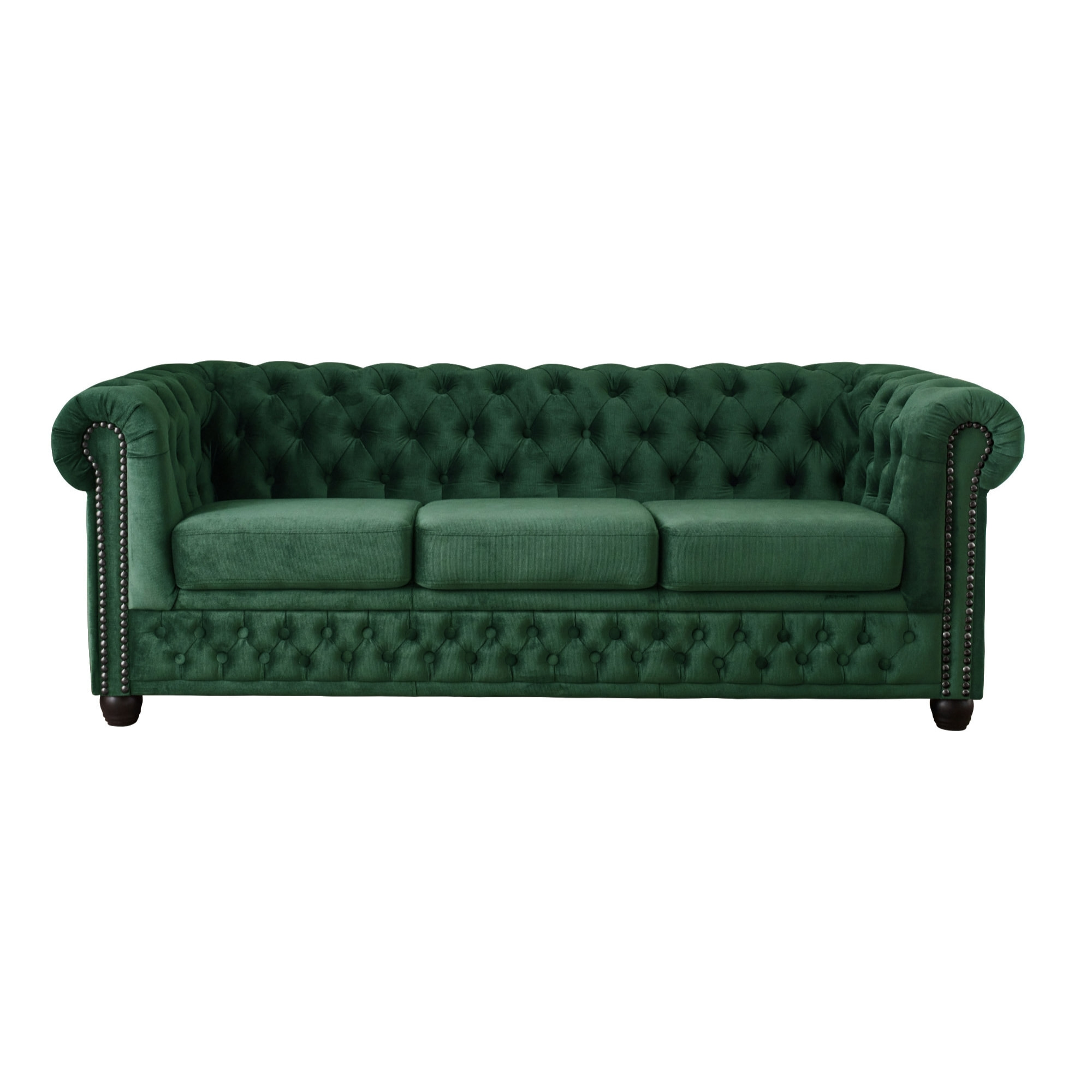 William - canapé Chesterfield - 3 places - en velours - Vert