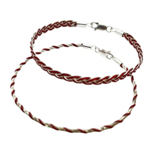 Conjunto de pulseras trenzadas plata 925 rojo