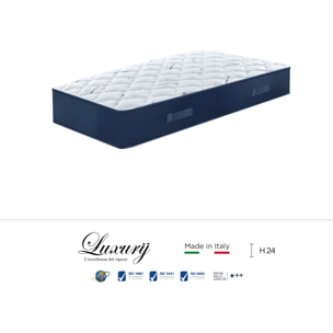 "Capri" H24 cm 90x190 guanciale Memory OMAGGIO in schiuma poliuretano ad alta densità e 5,5cm memory foam