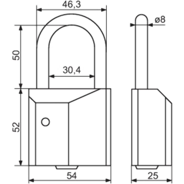 Cadenas inox ISEO pour demi-cylindre EU - 54mm - 36353