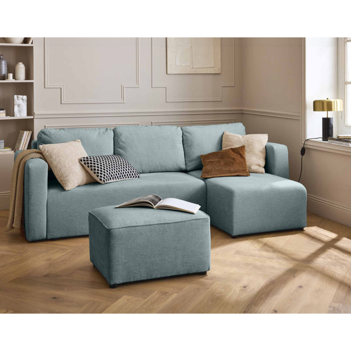 Canopy - pouf - en tissu texturé - Bleu