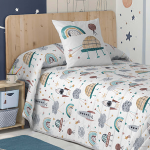 Colcha Bouti Estampada - 2 Piezas - 100% Poliéster - Microfibra - Infantil - 70 gr/m² - Rocket