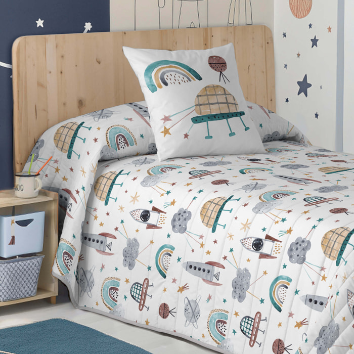 Colcha Bouti Estampada - 2 Piezas - 100% Poliéster - Microfibra - Infantil - 70 gr/m² - Rocket