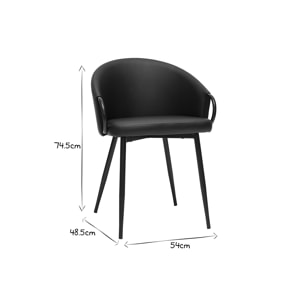 Chaises design noires (lot de 2) PRECIO