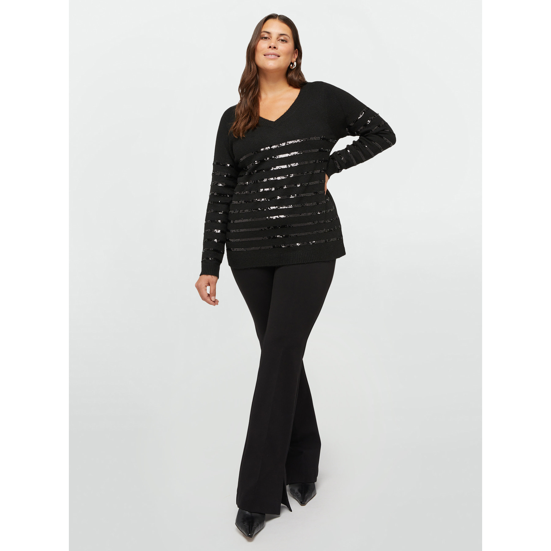 Fiorella Rubino - Maglia a righe con paillettes - Nero