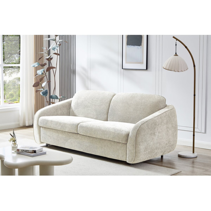 Canapé lit convertible express en tissu texturé "Laurie" - 202 x 107 x 85 cm