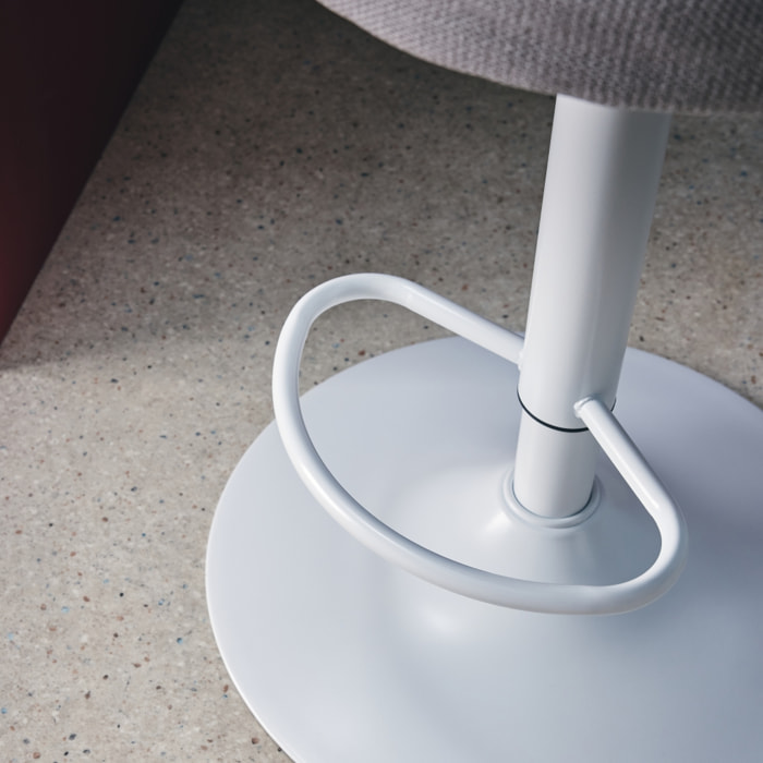 Tabouret de bar ajustable métal et tissu avec base blanche 65/86,5cm (lot de 2) ABBY