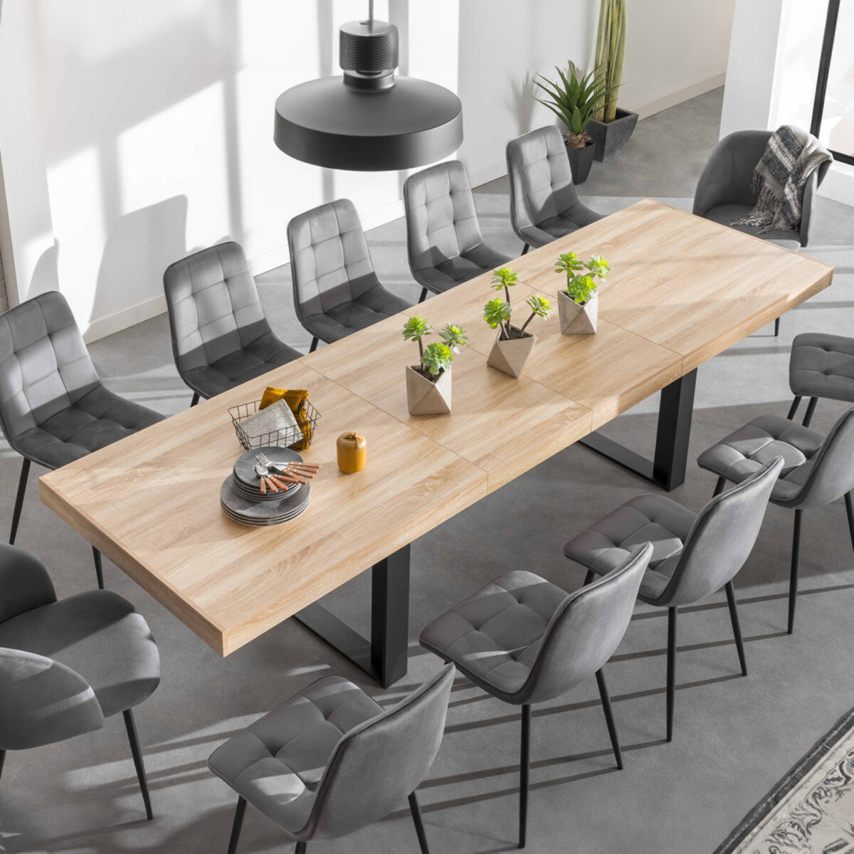 Table repas extensible Brixton - Bois - Noir