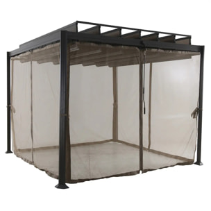 Moustiquaire pour tonnelle "Flamenco" noisette 3x2m en polyester