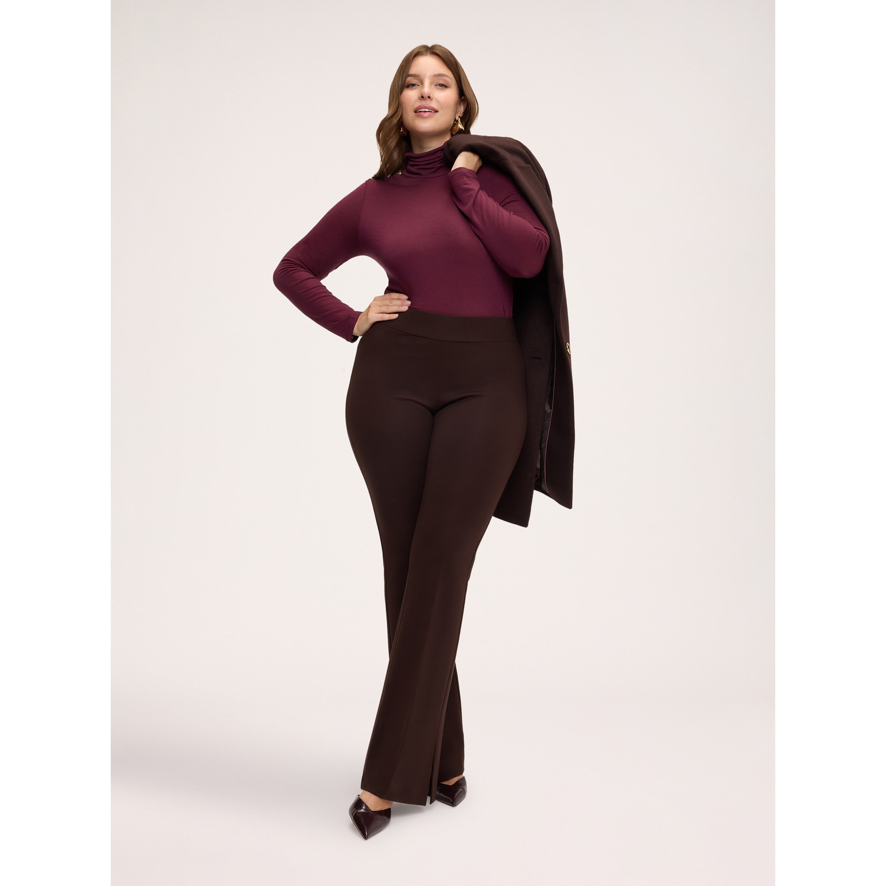 Fiorella Rubino - Maglia dolcevita second skin misto cashmere - Bordeaux