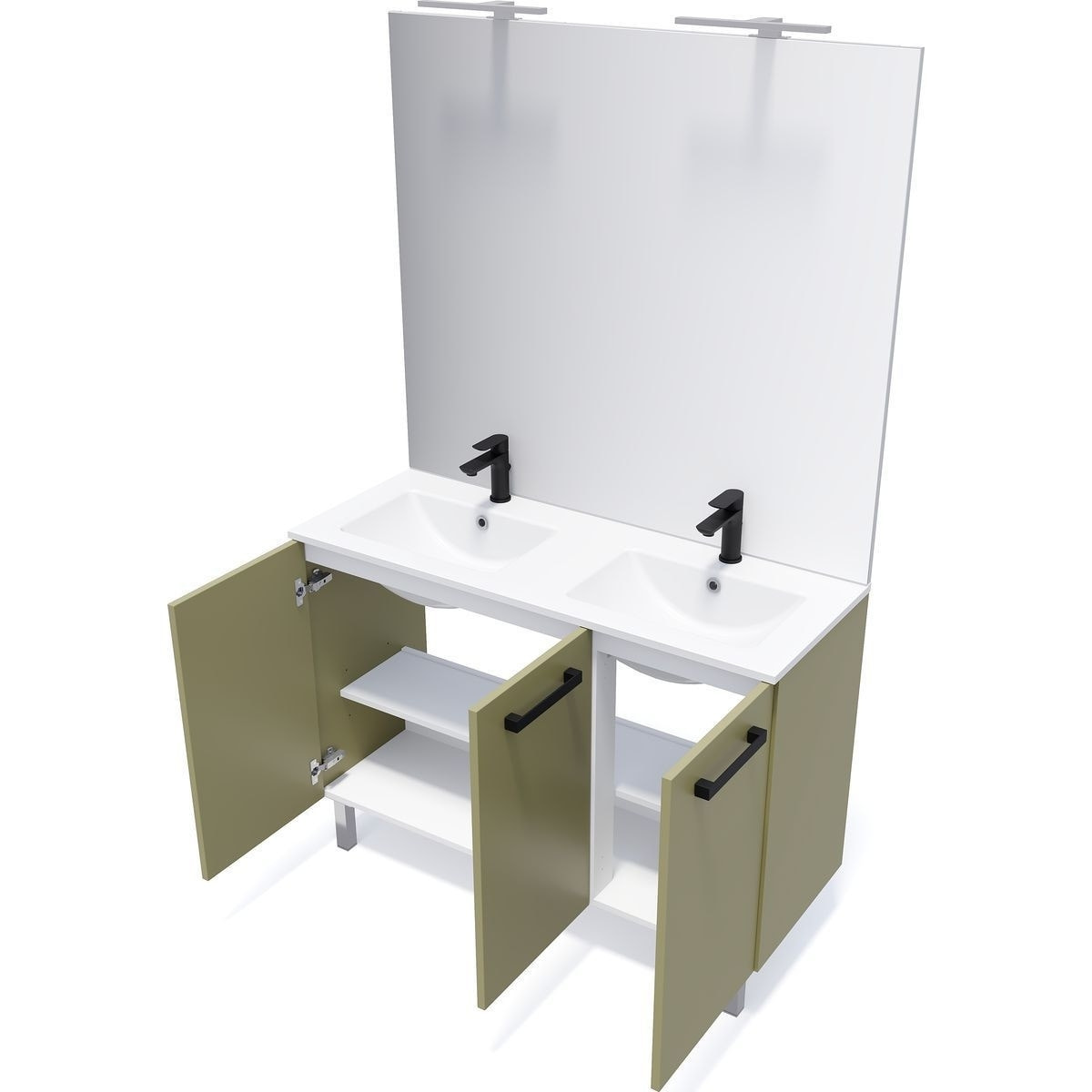 Meuble salle de bain double vasque 3 portes - CHELSEA